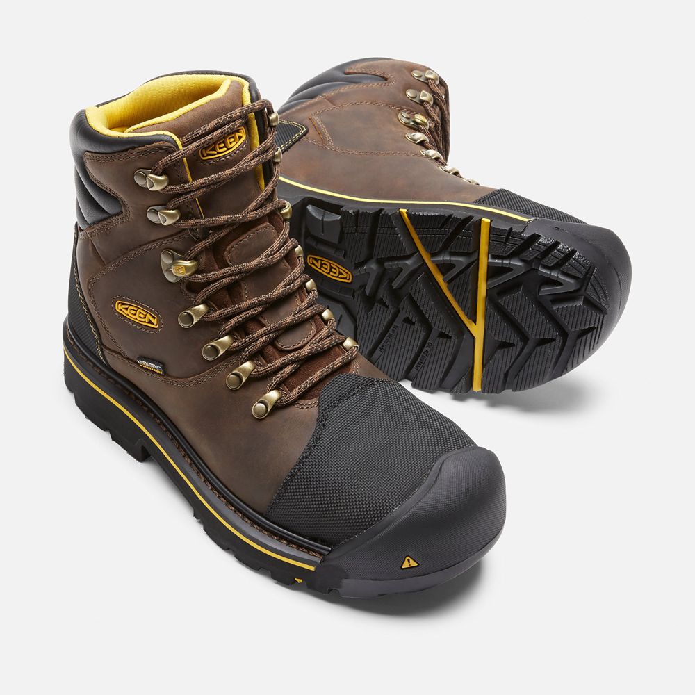 Botas de Trabajo Keen Mexico Marrom/Negros - Hombre Milwaukee Waterproof (Steel Toe) - JE8650974